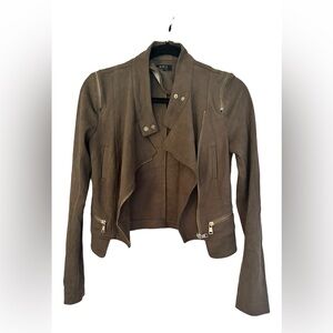 Faux suede olive cropped jacket